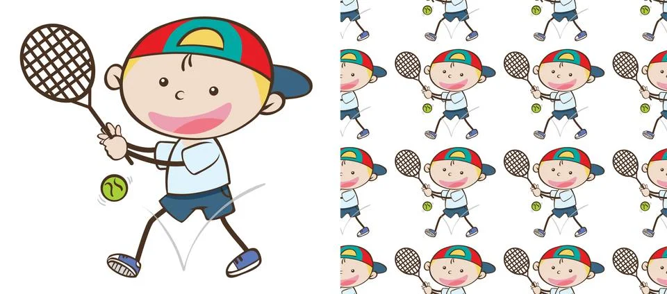 Seamless pattern of active kids Stock Illustration
