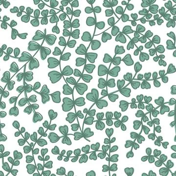 Seamless pattern with Adiantum leaves on white. Fairy fern endless background. Stock Illustration