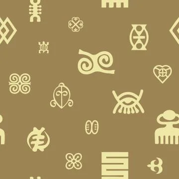 Seamless pattern with adinkra Stock Illustration