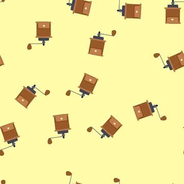 Seamless pattern adjustable manual coffee grinder cartoon vector Stock Illustration