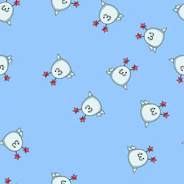 Seamless pattern Adorable baby seal wearing festive star headband Stock Illustration
