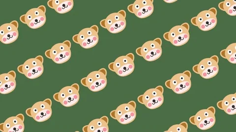 Seamless pattern with adorable bear faces cartoon on repeating background animat Video stock 328959267