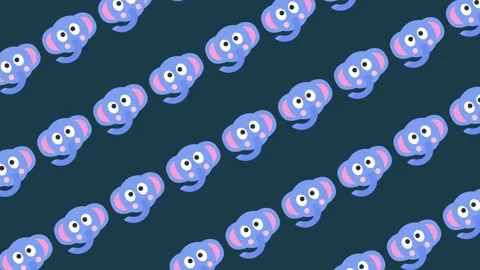 Seamless pattern with adorable elephant faces cartoon on repeating background an Stock Footage 328959266