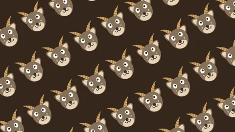 Seamless pattern with adorable goat faces cartoon on repeating background animat Stock Footage 328959273