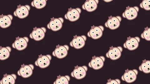 Seamless pattern with adorable monkey faces cartoon on repeating background anim Stock Footage 328959208
