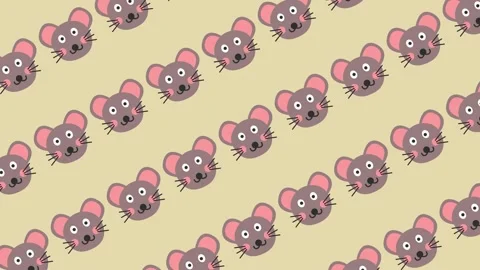Seamless pattern with adorable mouse faces cartoon on repeating background anima Stock Footage 328959221
