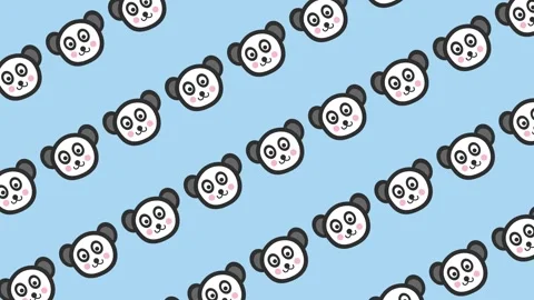 Seamless pattern with adorable panda faces cartoon on repeating background anima Stock Footage 328959258