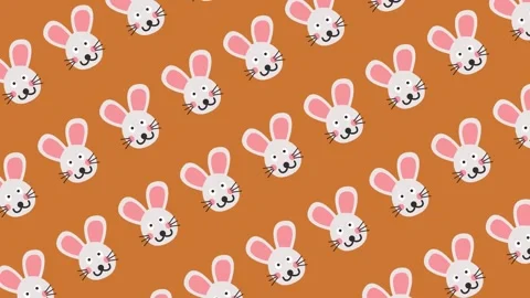 Seamless pattern with adorable rabbit faces cartoon on repeating background anim Stock Footage 328959288