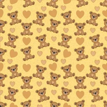 A seamless pattern with adorable teddy bears Stock Illustration