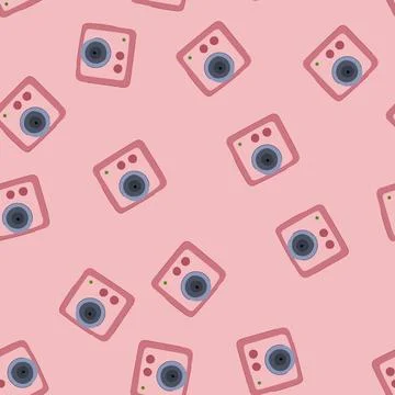 Seamless pattern adventure action camera cartoon vector Stock Illustration