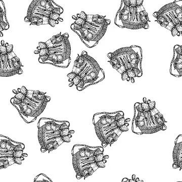 Seamless pattern adventure backpack sketch hand drawn Stock Illustration
