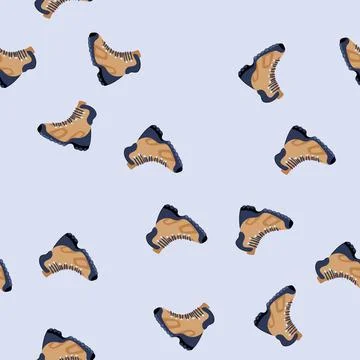 Seamless pattern adventure hiking boots male cartoon vector Illustrazione stock