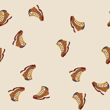 Seamless pattern adventure hiking boots female cartoon vector 스톡 일러스트