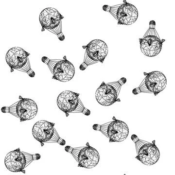 Seamless pattern adventure hot air balloon sketch hand drawn Stock Illustration