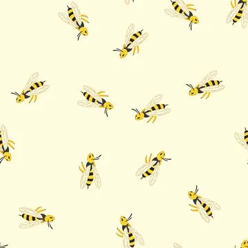 Seamless pattern aerial wasp cartoon vector Stock Illustration