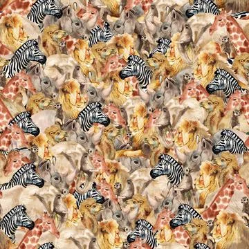 Seamless pattern with african animals Stock Illustration