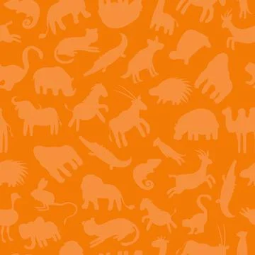 Seamless pattern with african animals on orange background. Vector illustration. Stock Illustration