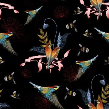 Seamless pattern of african bee eater Stock Illustration