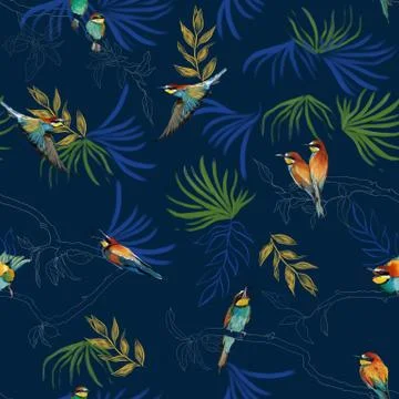 Seamless pattern of african bee eater Stock Illustration
