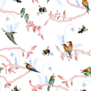 Seamless pattern of african bee eater Stock Illustration