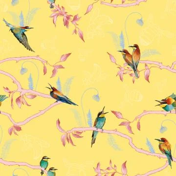 Seamless pattern of african bee eater Ilustración de archivo