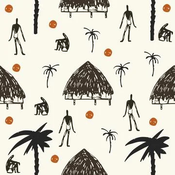 Seamless pattern with African motifs Stock Illustration