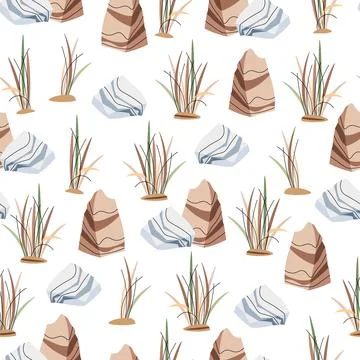 Seamless pattern with African plants. Cute children's texture with grass, s.. 库存插图