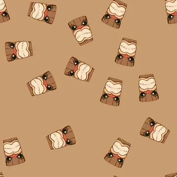 Seamless pattern african tiki mask cartoon vector Illustrazione stock