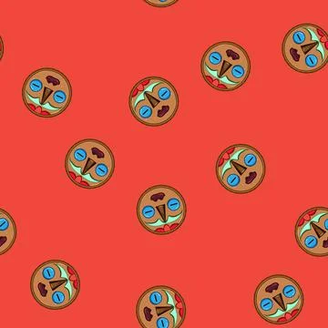 Seamless pattern african tribal mask cartoon vector Illustrazione stock