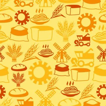 Seamless pattern with agricultural objects Stock Illustration