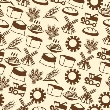 Seamless pattern with agricultural objects Stock Illustration