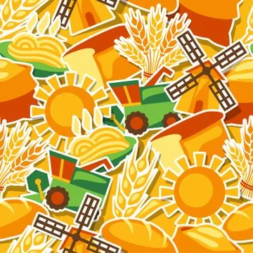 Seamless pattern with agricultural objects イラスト素材