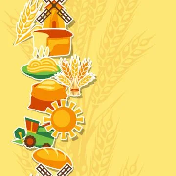 Seamless pattern with agricultural objects Stock Illustration