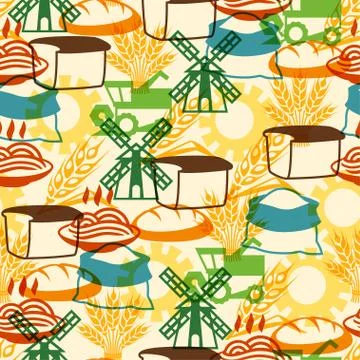 Seamless pattern with agricultural objects Stock Illustration
