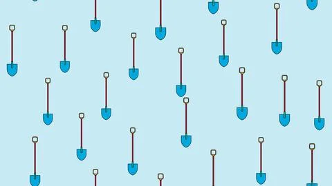 Seamless pattern of agro building icons with beautiful sharp bayonet shovels  Stock Illustration