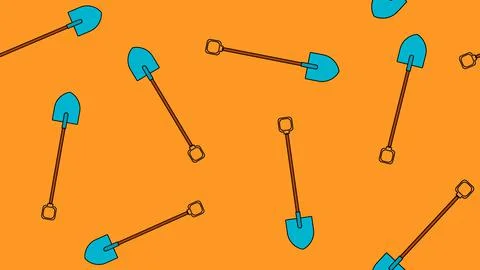 Seamless pattern of agro building icons with beautiful sharp bayonet shovels  Stock Illustration