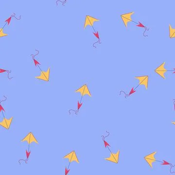 Seamless pattern air kite cartoon vector Stock Illustration