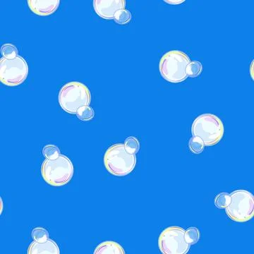 Seamless pattern air soap bubbles cartoon vector Stock Illustration