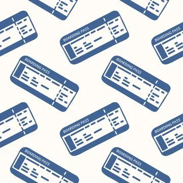Seamless pattern with airplane ticket illustration for travel, vacation and Stock Illustration