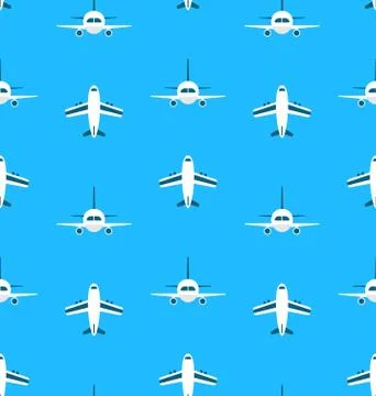 Seamless Pattern with Airplanes Stock Illustration