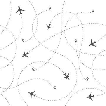 Seamless Pattern Airplanes Routes Illustrazione stock