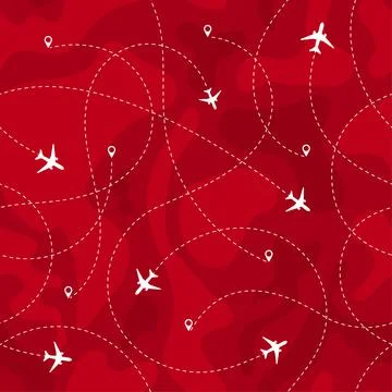 Seamless Pattern Airplanes Routes Stock Illustration
