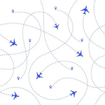 Seamless Pattern Airplanes Routes Stock Illustration