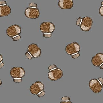 Seamless pattern airtight coffee jar cartoon vector Stock Illustration