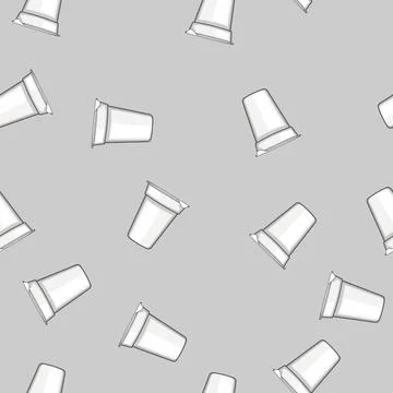 Seamless pattern airtight yogurt container cartoon vector Stock Illustration