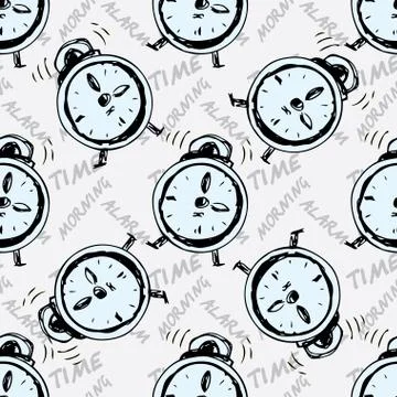 Seamless pattern alarm clock Stock Illustration