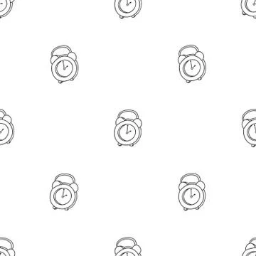 Seamless pattern with the alarm clock. Time background. Stock Illustration