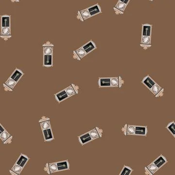 Seamless pattern alarm clock vintage cartoon vector 库存插图