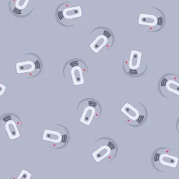 Seamless pattern alarm smoke detector cartoon vector Stock Illustration