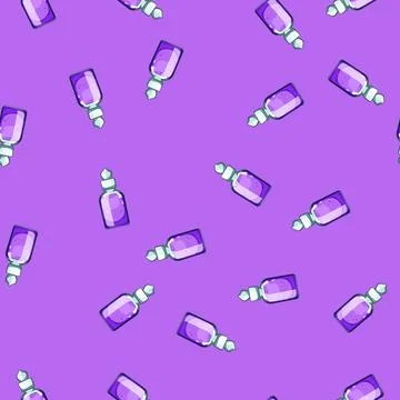 Seamless pattern alchemy potion bottle cartoon vector Stock Illustration